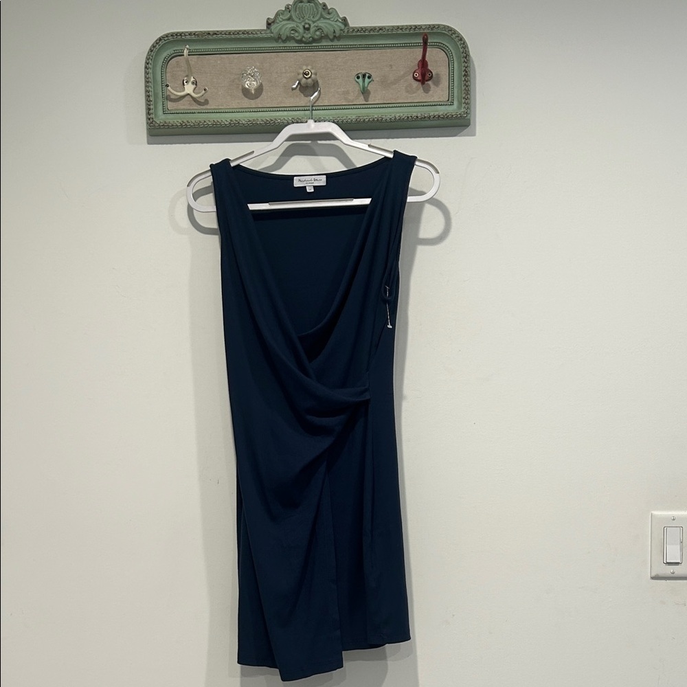 Michael Stars Navy ribbed faux wrap Mini Dress women’s size large nwot